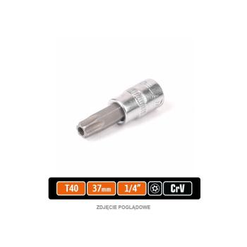 Klucz nasadowy 1/4" z bitem TORX T40x37 mm - z otworem, S2/CR-V, Teger