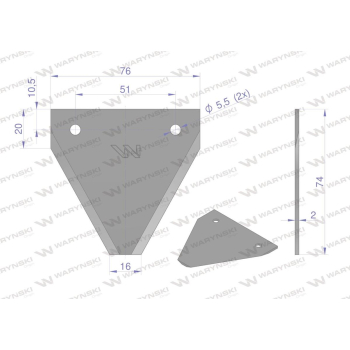 Nóż żniwny 74x76x2mm otwór 5.5 zastosowanie G75 Forschnit Snopowiazałka Warta WC-5 WARYŃSKI-38412
