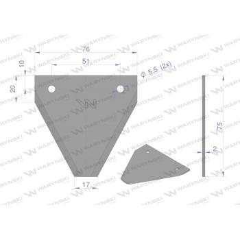 Nóż żniwny 75x76x2mm otwór 5.5 zastosowanie A10/2 FORTSCHRITT WARYŃSKI-38414