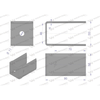 Nóż obrotowy sieczkarnia podwójny 90x50x4mm otwór 11 zastosowanie 1730717M2 MF WARYŃSKI-38419