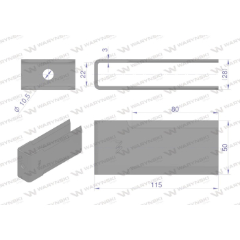Nóż stały rozdrabniacz słomy sieczkarnia podwóny stalnica 115x50x3mm otwór 10.5 zastosowanie CF01601 John Deere WA
