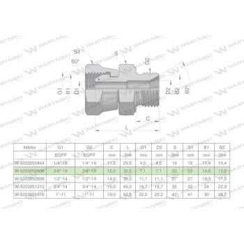 Złączka hydrauliczna calowa AB 3/8