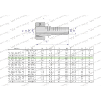 Zakucie hydrauliczne DKL DN06 10L M16x1.5 PREMIUM Waryński-38720