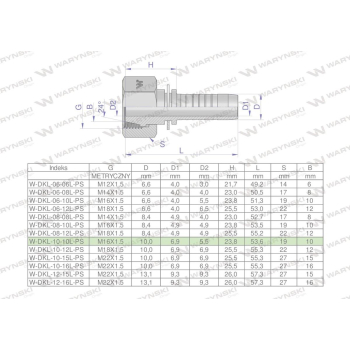 Zakucie hydrauliczne DKL DN10 10L M16x1.5 PREMIUM Waryński-38740
