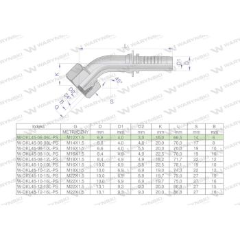 Zakucie hydrauliczne DKL45 DN06 06L M12x1.5 PREMIUM Waryński-38764