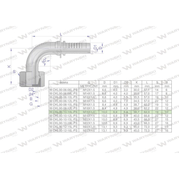 Zakucie hydrauliczne DKL90 DN10 10L M16x1.5 PREMIUM Waryński-38832