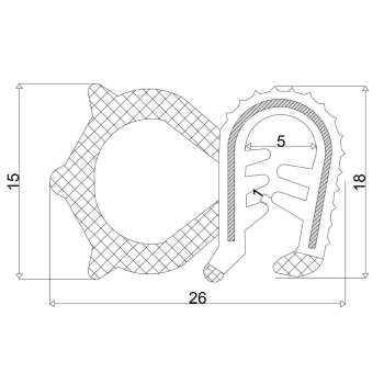 Uszczelka na listwę drzwi. grubość 1-4 mm T-29 .-39281