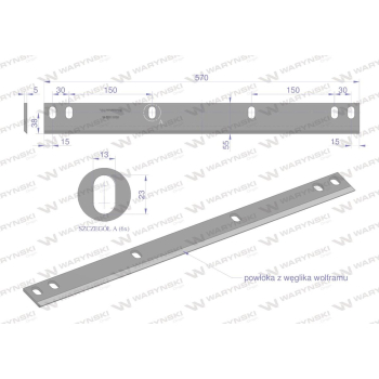 Nóż walca zrywacza napawany 570x54x5 otwory 6x23.7mm DR11030 zastosowanie Olimac WARYŃSKI-39568