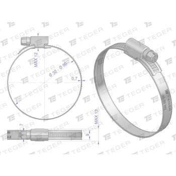 Opaska zaciskowa 32-50 ślimakowa   szerokość 9mm TEGER-39580