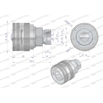 Zawór wtyczka M22x1,5 skręcane (50490030) Waryński-39728