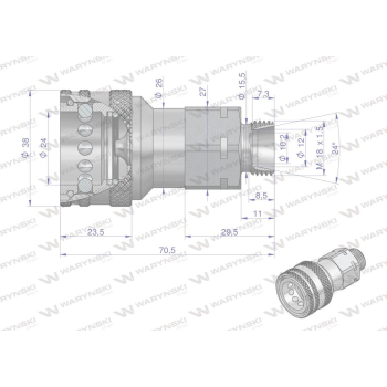 Szybkozłącze hydrauliczne gniazdo M18x1.5 gwint zewnętrzny EURO (9100818G) (ISO 7241-A) Waryński  (opakowanie 10szt)