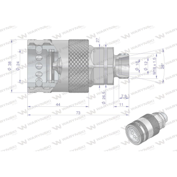 Szybkozłącze hydrauliczne gniazdo M18x1.5 gwint zewnętrzny EURO PUSH-PULL (9100818G) (ISO 7241-A) Waryński  (opakowa