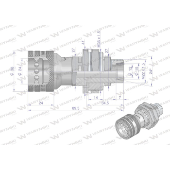 Szybkozłącze hydrauliczne gniazdo long M22x1.5 gwint zewnętrzny EURO (Adaptacja starego typu 504900) (9199822G/ST) (I