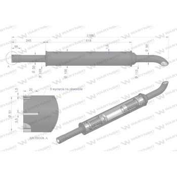 Tłumik 1128mm 3029104M1 4.8kg MF3 C-3603P WARYŃSKI-49937