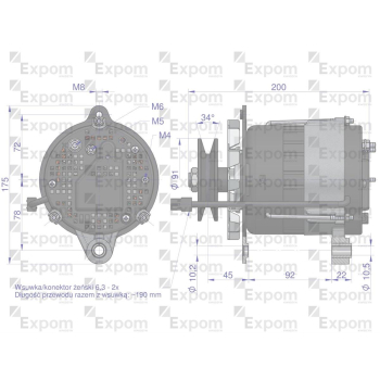 Alternator MTZ 72A Z PRZEWODEM EXPOM KWIDZYN eu-50107