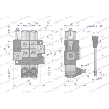 Rozdzielacz hydrauliczny 2-sekcyjny max przepływ 40L  Waryński-50165