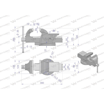 Imadło ślusarskie ciężkie z żeliwa sferoidalnego stałe 125 mm Waryński-50307