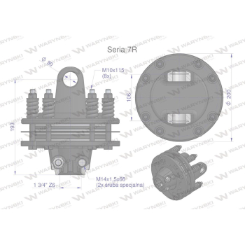 Sprzęgło cierne 4 tarczowe wału Seria 7R 1700Nm - 30x106 - 1 3/4 Z6 WARYŃSKI-50318