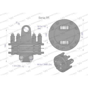 Sprzęgło cierne 4 tarczowe wału Seria 7R 1700Nm - 30x106 - 1 3/4 Z20 WARYŃSKI-50321