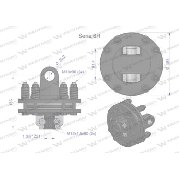 Sprzęgło cierne 2 tarczowe wału Seria 6R 1200Nm - 30x92 - 1 3/8 Z21 WARYŃSKI-50326