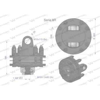 Sprzęgło cierne 4 tarczowe wału Seria 8R 1700Nm - 35x106 - 1 3/8 Z21 WARYŃSKI-50328