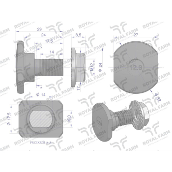 Śruba nożyka kpl. M12x29 zastosowanie Claas ROYAL FARM 1432290 001377266-50430