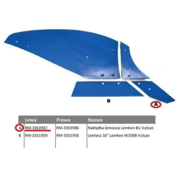 Dłuto, nakładka lemiesza lewa Lemken BU Vulcan pasuje śruba M12X35PL - 2 szt.-5882