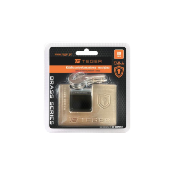 Kłódka antywłamaniowa - mosiężna / trzpieniowa 80mm - 3 klucze / TEGER-60529