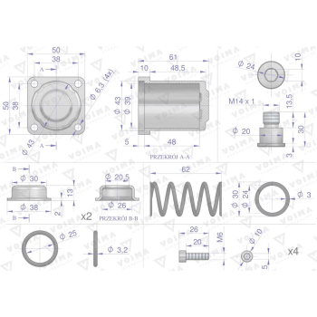 Kołpak rozdzielacza hydraulicznego dolny kompletny 120L VOIMA-60626
