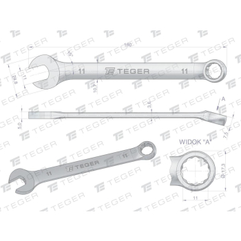 Klucz płasko-oczkowy 11 mm / TEGER-61540