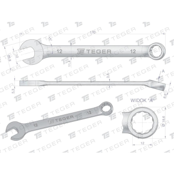 Klucz płasko-oczkowy 12 mm / TEGER-61541
