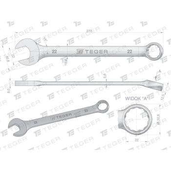Klucz płasko-oczkowy 22 mm / TEGER-61551