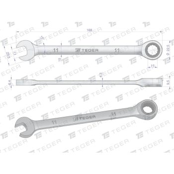 Klucz płasko-oczkowy z grzechotką 11 mm / TEGER-61568