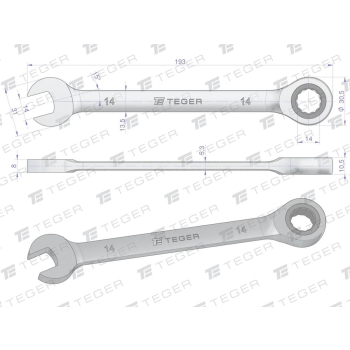Klucz płasko-oczkowy z grzechotką 14 mm / TEGER-61574