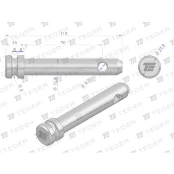 Sworzeń łącznika górnego 15.9x76x113 TEGER-61612
