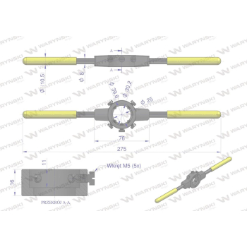 Oprawka wzmocniona pokrętło do narzynek ręcznych  30x 11mm (M10-M11) Waryński-61813
