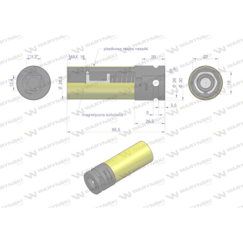 Nasadka udarowa 1/2 ze stali CrMo 19mm z magnesem i osłoną do felg aluminiowych Waryński-61839