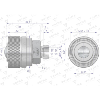 Zawór wtyczka ZSR6160102 (pasuje do Bizon) M18x1,5 skręcane VOIMA (opakowanie 10szt)-62050