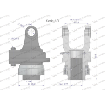 Sprzęgło na kołek wału Seria 6R 2200Nm - 30x92 - 1 3/4 Z20 WARYŃSKI-62212