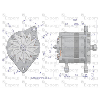 Alternator 14V. 95A. Zetor Forterra; 16359975. 9515713 EXPOM KWIDZYN eu-62354