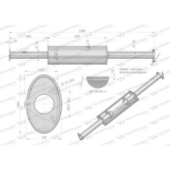 Tłumik TURBO 1676mm 9.8kg C-385 ( prosty) INOX WARYŃSKI-62393