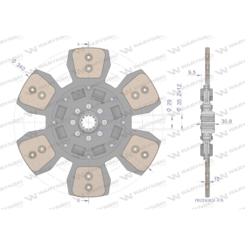 Tarcza sprzęgła ceramiczna Belarus,Mtz Pronar 801601130 WARYŃSKI-62401