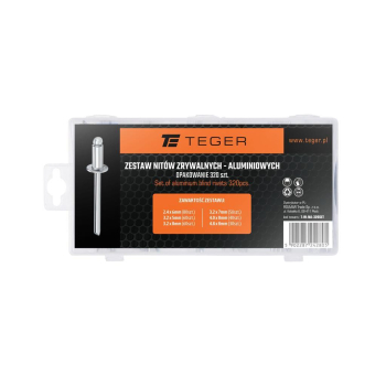 Zestaw nitów zrywalnych, aluminiowych / 320 szt., Teger-62525