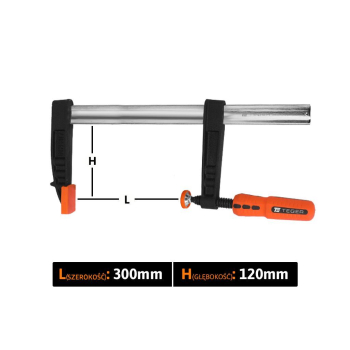 Ścisk stolarski śrubowy, TYP F  120x300 mm, Teger-62558