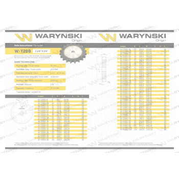 Koło, zębate hartowane tarcza 20B-1 (R1 1.1/4) Z-9, Waryński-63250