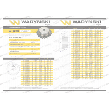 Koło, zębate hartowane z kołnierzem 20B-1 (R1 1.1/4) Z-21, Waryński-63256