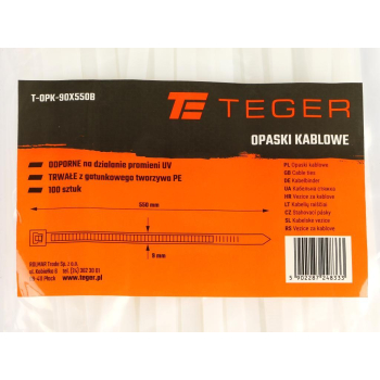 Opaski kablowe, opaska kablowa, opaski zaciskowe, tyrytytki, trytytki, 9.0 x 550mm 100 szt w worku transparentne odporne