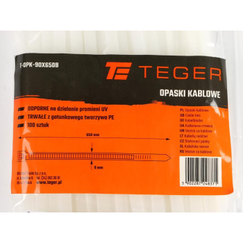 Opaski kablowe, opaska kablowa, opaski zaciskowe, tyrytytki, trytytki, 9.0 x 650mm 100 szt w worku transparentne odporne