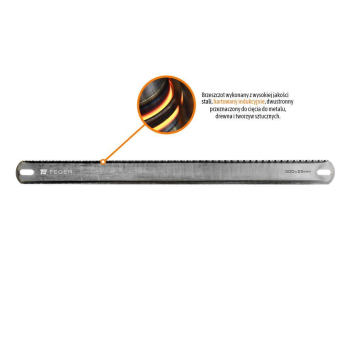 Brzeszczot do piły ręcznej, dwustronny  METAL/DREWNO 300x25mm, , Teger-63459