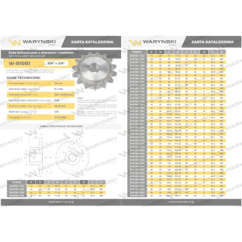 Koło łańcuchowe, hartowane 10B1 (R1 5/8) Z-19 otwór 25mm, Waryński-63743